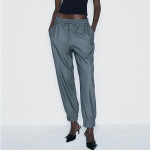 NWT SMALL Zara Blue cuffed hem jogging pants